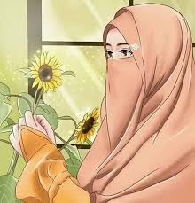 Gambar Kartun Muslimah Bercadar dan Berkaca Mata