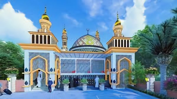 Perpaduan Warna Cat Masjid Cream dan Biru